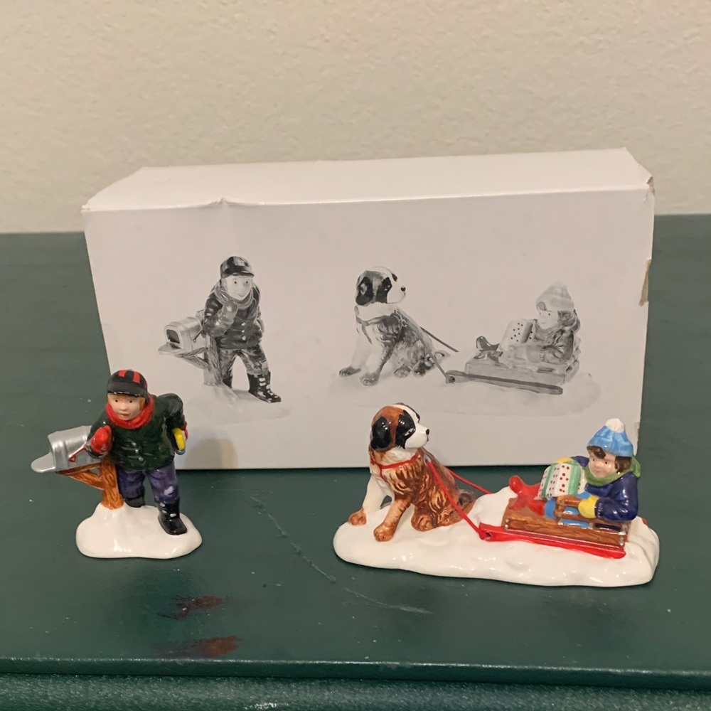 Department 56 Winter Kids and Dog Figurine Set
